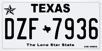 TX license plate DZF7936