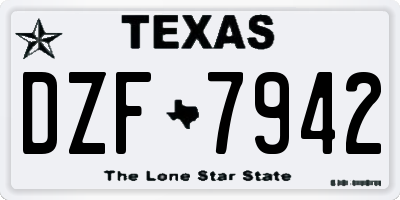 TX license plate DZF7942