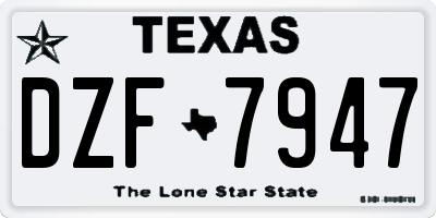 TX license plate DZF7947