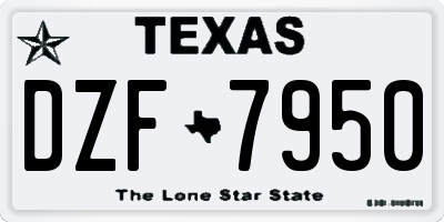 TX license plate DZF7950
