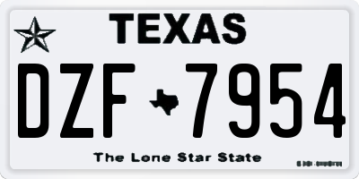 TX license plate DZF7954