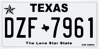 TX license plate DZF7961
