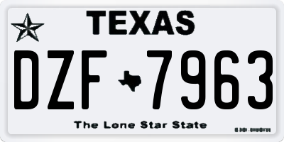 TX license plate DZF7963