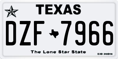 TX license plate DZF7966