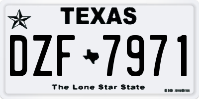 TX license plate DZF7971