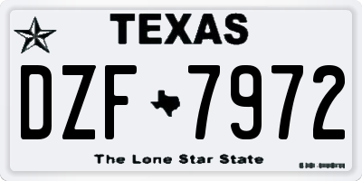 TX license plate DZF7972