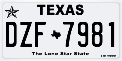 TX license plate DZF7981