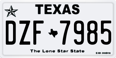 TX license plate DZF7985