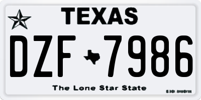 TX license plate DZF7986