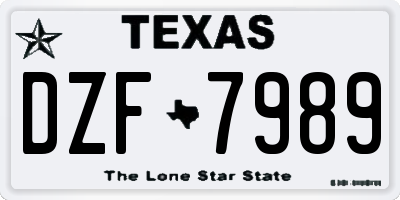 TX license plate DZF7989