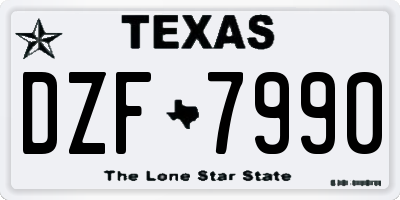 TX license plate DZF7990