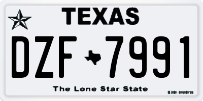 TX license plate DZF7991
