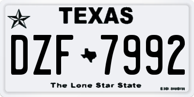 TX license plate DZF7992