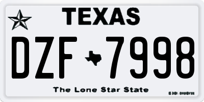TX license plate DZF7998