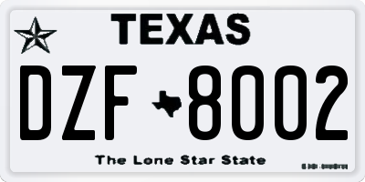 TX license plate DZF8002