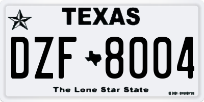 TX license plate DZF8004