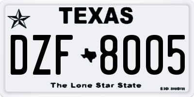 TX license plate DZF8005