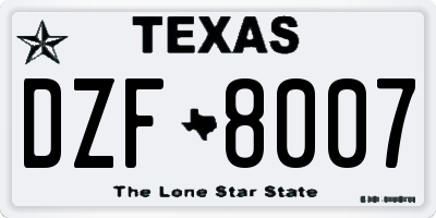 TX license plate DZF8007