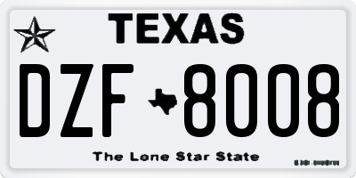TX license plate DZF8008