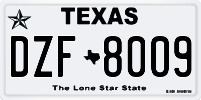 TX license plate DZF8009