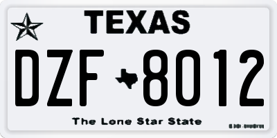 TX license plate DZF8012