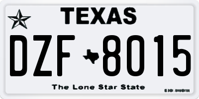 TX license plate DZF8015
