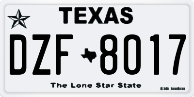 TX license plate DZF8017