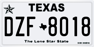 TX license plate DZF8018