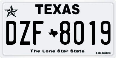 TX license plate DZF8019