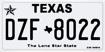 TX license plate DZF8022