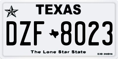 TX license plate DZF8023