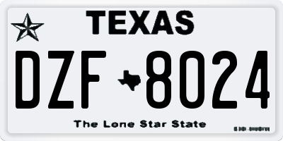 TX license plate DZF8024