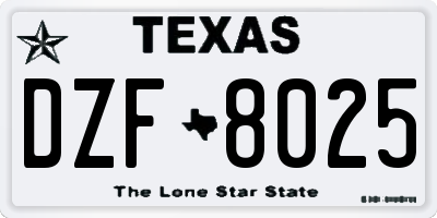 TX license plate DZF8025