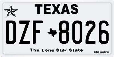 TX license plate DZF8026