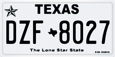 TX license plate DZF8027