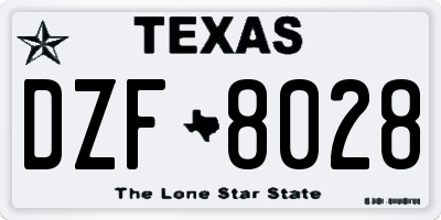 TX license plate DZF8028