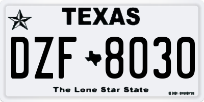 TX license plate DZF8030