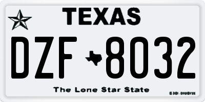 TX license plate DZF8032