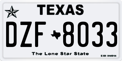 TX license plate DZF8033