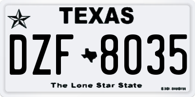 TX license plate DZF8035