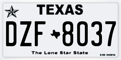 TX license plate DZF8037