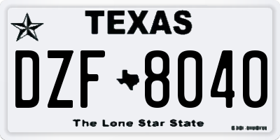 TX license plate DZF8040