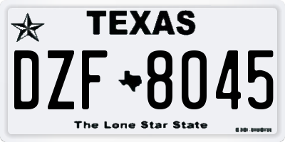TX license plate DZF8045