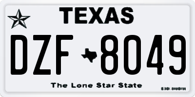 TX license plate DZF8049