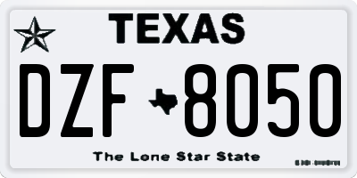 TX license plate DZF8050