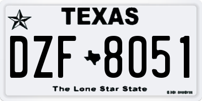 TX license plate DZF8051