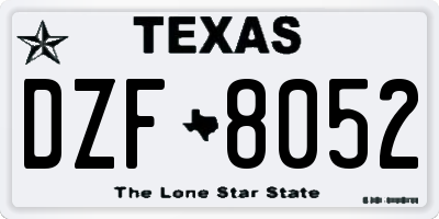TX license plate DZF8052