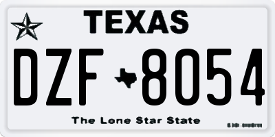 TX license plate DZF8054