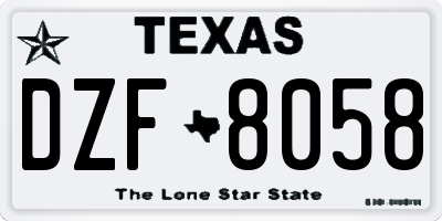 TX license plate DZF8058