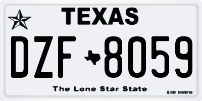TX license plate DZF8059